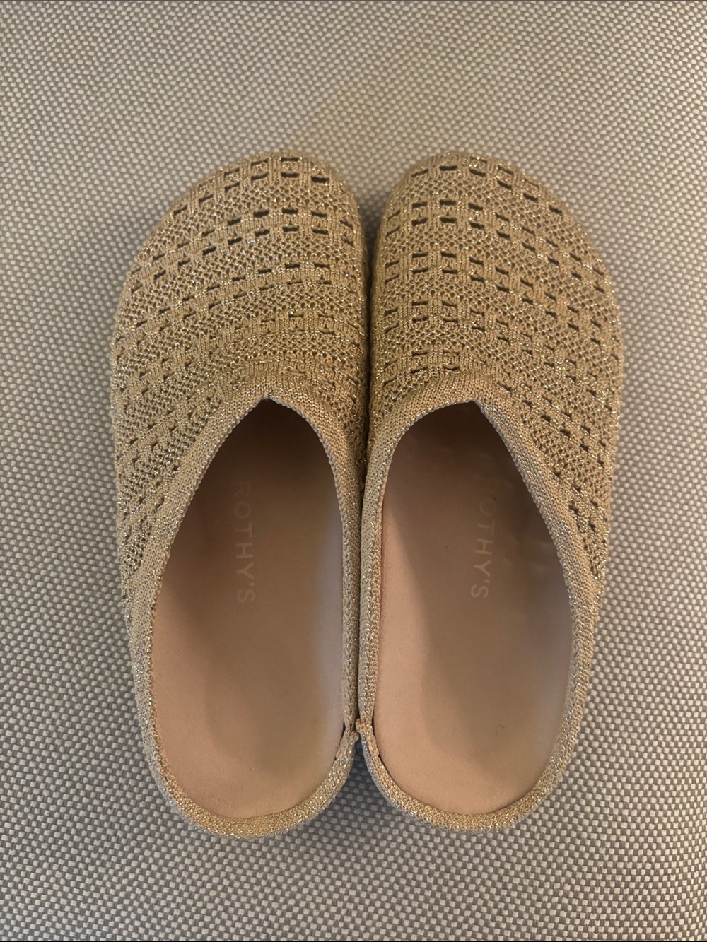 Rothy's Gold Metallic Crocheted Slip-On Clogs